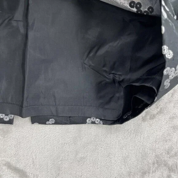 Escada Sequin Print Brocade Pencil Skirt Black Silver Silk Blend - Picture 8 of 16